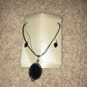 Super cute black necklace and earrings set